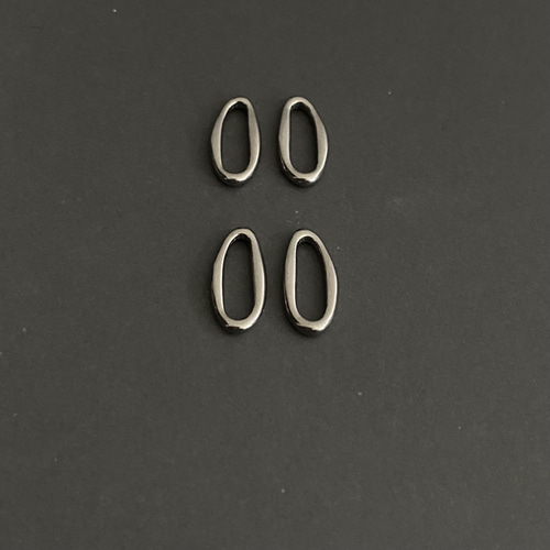 2pcs ] 1.4cm Sサイズ メタル リングパーツ ステンレス 変形