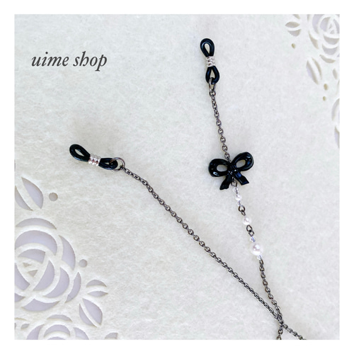 大人ガーリーに!!ドイツ製リボンチャーム＆SWAROVSKIパールのメガネ