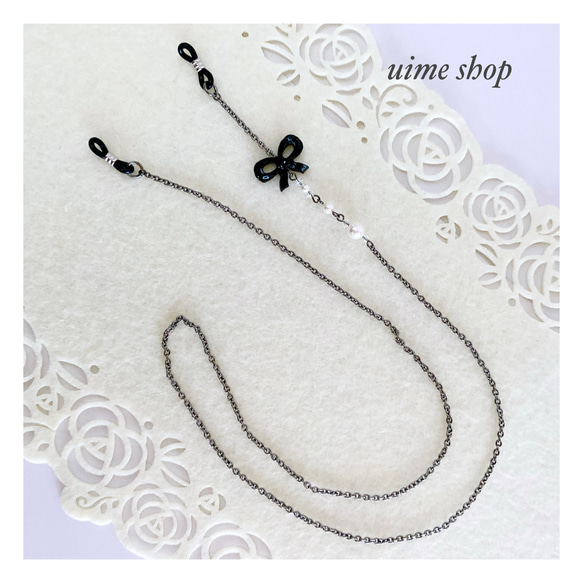 大人ガーリーに!!ドイツ製リボンチャーム＆SWAROVSKIパールのメガネ