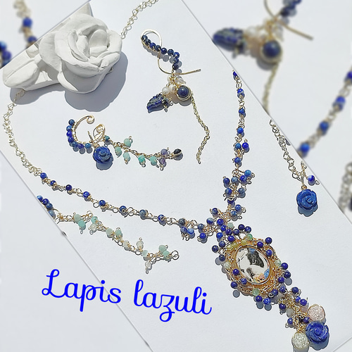 14kgf AAA ラピスラズリ ネーム　お写真オーダー　うちの子　ネックレス 14kgf AAA【ラピスラズリ ネームオーダー ネックレス】誕生石 ♡ペット