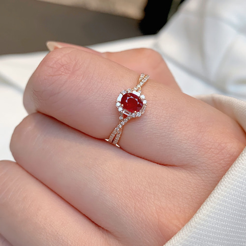 【赤は元気が、出ます】K18台☆天然ルビーリング K18サファイア1.980ct リング