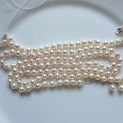 6.5㎜  あこや  ベビーパール  ロングネックレス   ブレスレット  セット（保証書付） 4枚目の画像