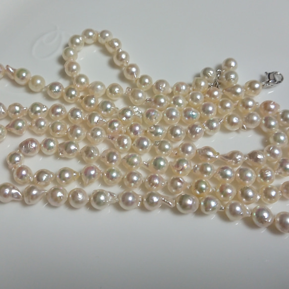 6.5㎜  あこや  ベビーパール  ロングネックレス   ブレスレット  セット（保証書付） 3枚目の画像