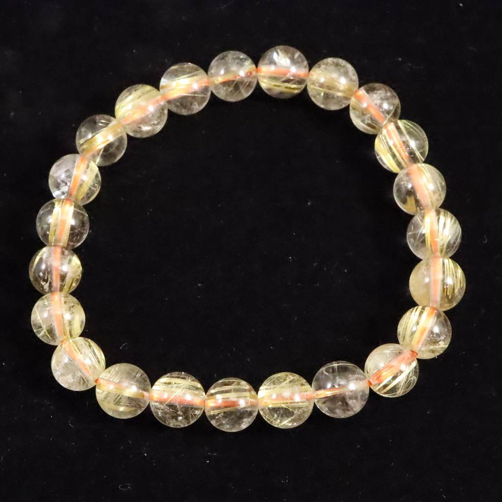 ブラジル産 ゴールドルチルクォーツ 3Aグレード 8mmブレスレット 17.1g #62761