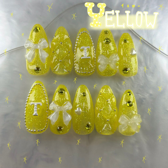 ネイルチップ ネイルチップオーダー 黄色ネイル イエローネイル 推し  