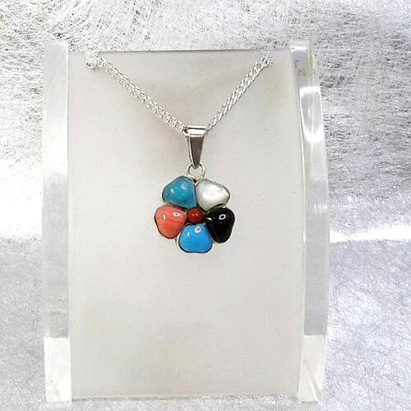 送料無料！フラワーデザインのクラスターターコイズ・シルバー925製  