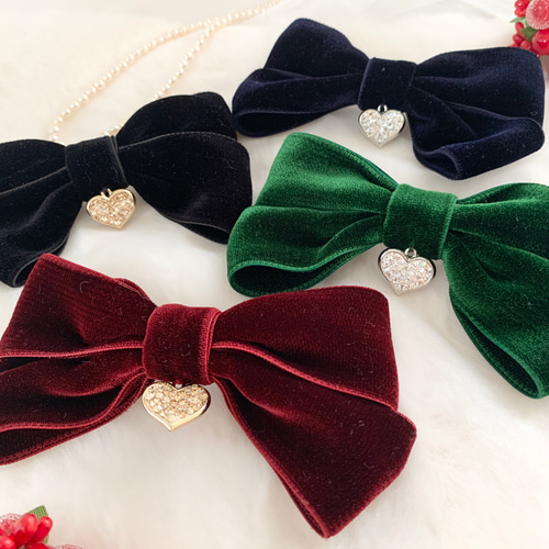 ベルベットリボンバレッタ/ハート付き♡カラー4種類 バレッタ 12 