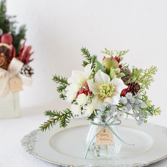クリスマスホリデーボックス＊冬のフェイクウォーターセット【クリスマスとお正月ミニ花束】＊Creema限定 3枚目の画像