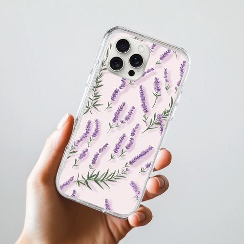 全機種対応/名入れ無料】ラベンダースマホケース｜優雅なパープル