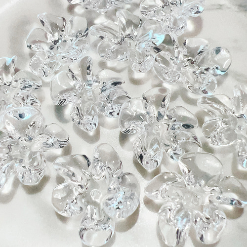 クリア フラワー パーツ 12個セット ハンドメイドパーツ 素材 花 