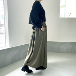 A字型束帶褶襉半身裙【灰色】 第18張的照片