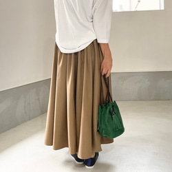 A字型束帶褶襉半身裙【灰色】 第12張的照片