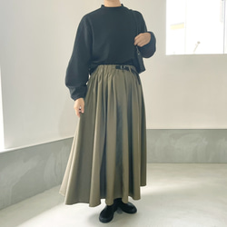 A字型束帶褶襉半身裙【灰色】 第15張的照片