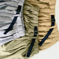 A字型束帶褶襉半身裙【灰色】 第8張的照片