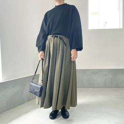 A字型束帶褶襉半身裙【灰色】 第16張的照片