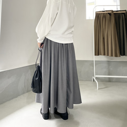 A字型束帶褶襉半身裙【灰色】 第6張的照片