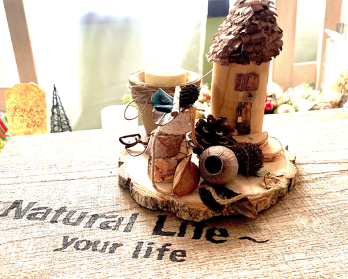 ウェッシウッド☆キャンドルホルダー　ハウス 木の森 切り株 ウッドハウス キャンドル＆キャンドルホルダー