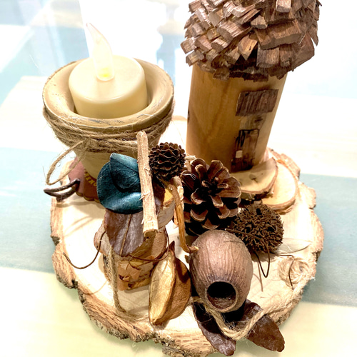 木の森 切り株 ウッドハウス キャンドル＆キャンドルホルダー 置型