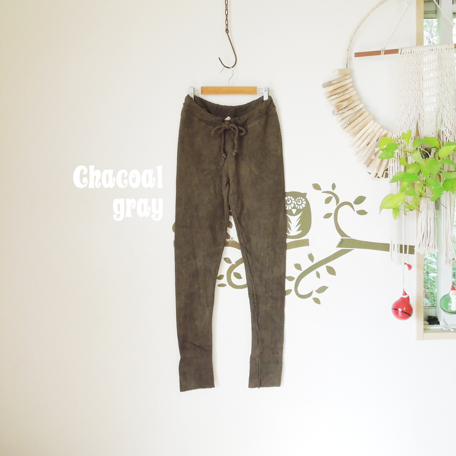 asana ヘンプコットン スウェット レギンス●草木染め麻墨グレー