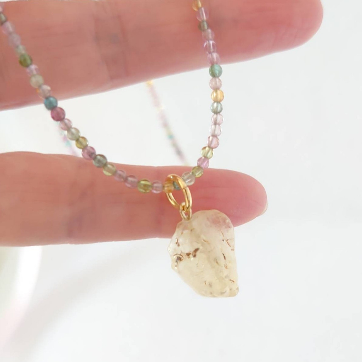 トルマリンネックレス＆リビアングラスのペンダントトップ　素敵な逸品