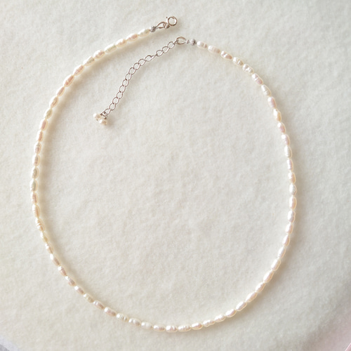 淡水パール ライス型 シンプルネックレス 重ね付けにも 素敵な逸品  