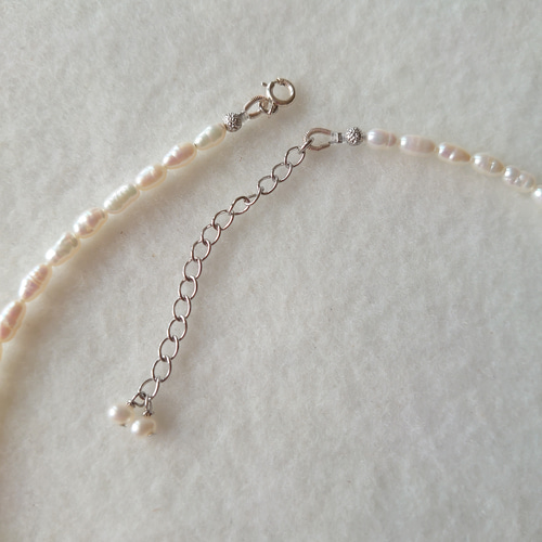 淡水パール ライス型 シンプルネックレス 重ね付けにも 素敵な逸品  