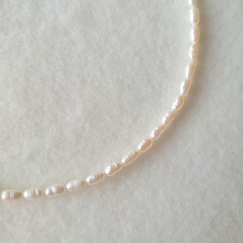 淡水パール ライス型 シンプルネックレス 重ね付けにも 素敵な逸品  