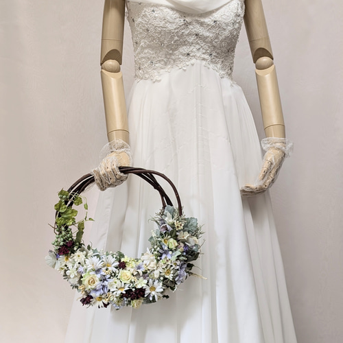 大きいリース☆ウエディングプレート側にも♡ ウエディングリース(c)ブートニア込み 世界で1つ貴女だけにお勧めし