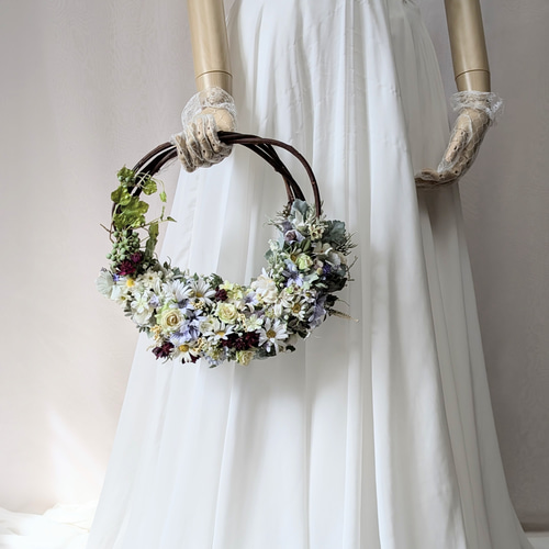 大きいリース☆ウエディングプレート側にも♡ 結婚式 前撮り ブーケ リースブーケ ブートニア付き インテリア