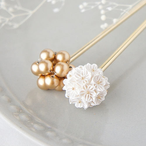 アンティーク 金工 玉 簪 銀かんざし ゴールド 菊 せ1 着物 浴衣 骨董