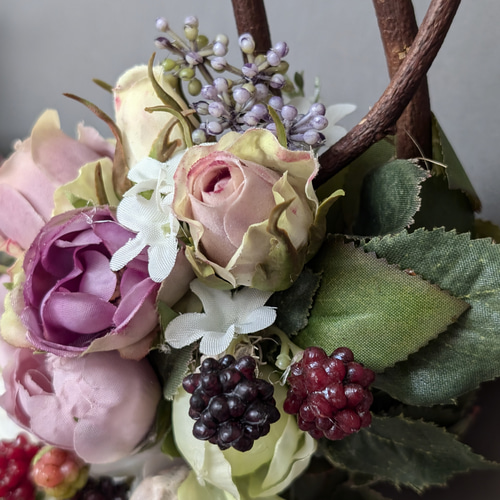 ウエディングリースブーケ(B)ブートニア込み 世界で1つ貴女だけにお