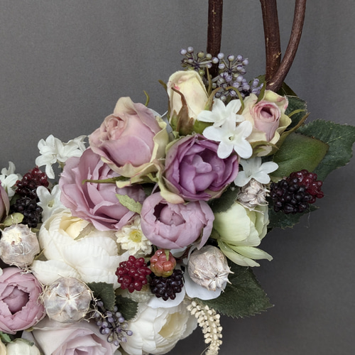 ウエディングリースブーケ(B)ブートニア込み 世界で1つ貴女だけにお