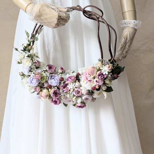 ウエディングリースブーケ(B)ブートニア込み 世界で1つ貴女だけにお