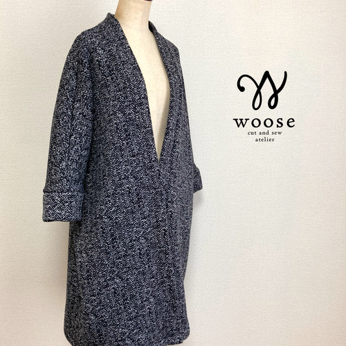 ツイード見えフリースセーターニット軽量素材＊大人リュクス＊ストール