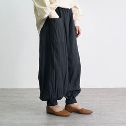 アラジンパンツ/ブラック/ハーフリネン/泉州織物 2枚目の画像