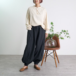 アラジンパンツ/ブラック/ハーフリネン/泉州織物 5枚目の画像