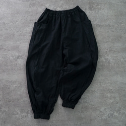 アラジンパンツ/ブラック/ハーフリネン/泉州織物 6枚目の画像