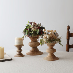 ラスト1 3点セット 天然無垢ウッド キャンドル スタンド飾り台