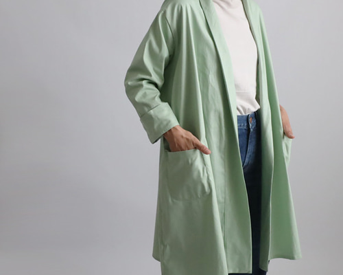 ラスト1 最終SALE ギマ擬麻コットン ローブ襟カーディガン 羽織り