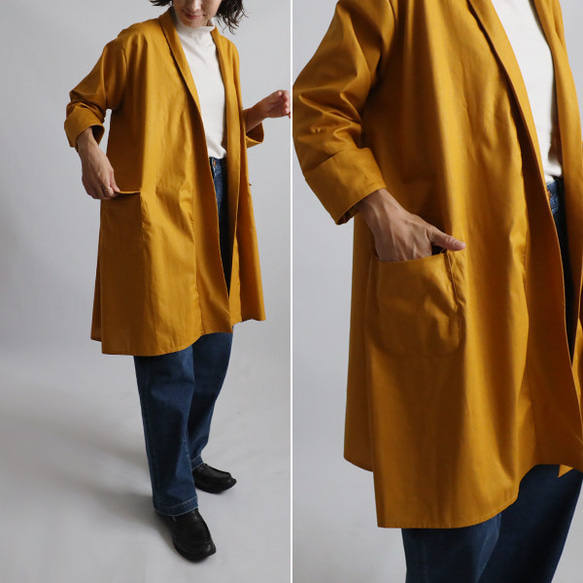 最終SALE 上質ギマ擬麻コットン ローブ襟 羽織もの カーディガン