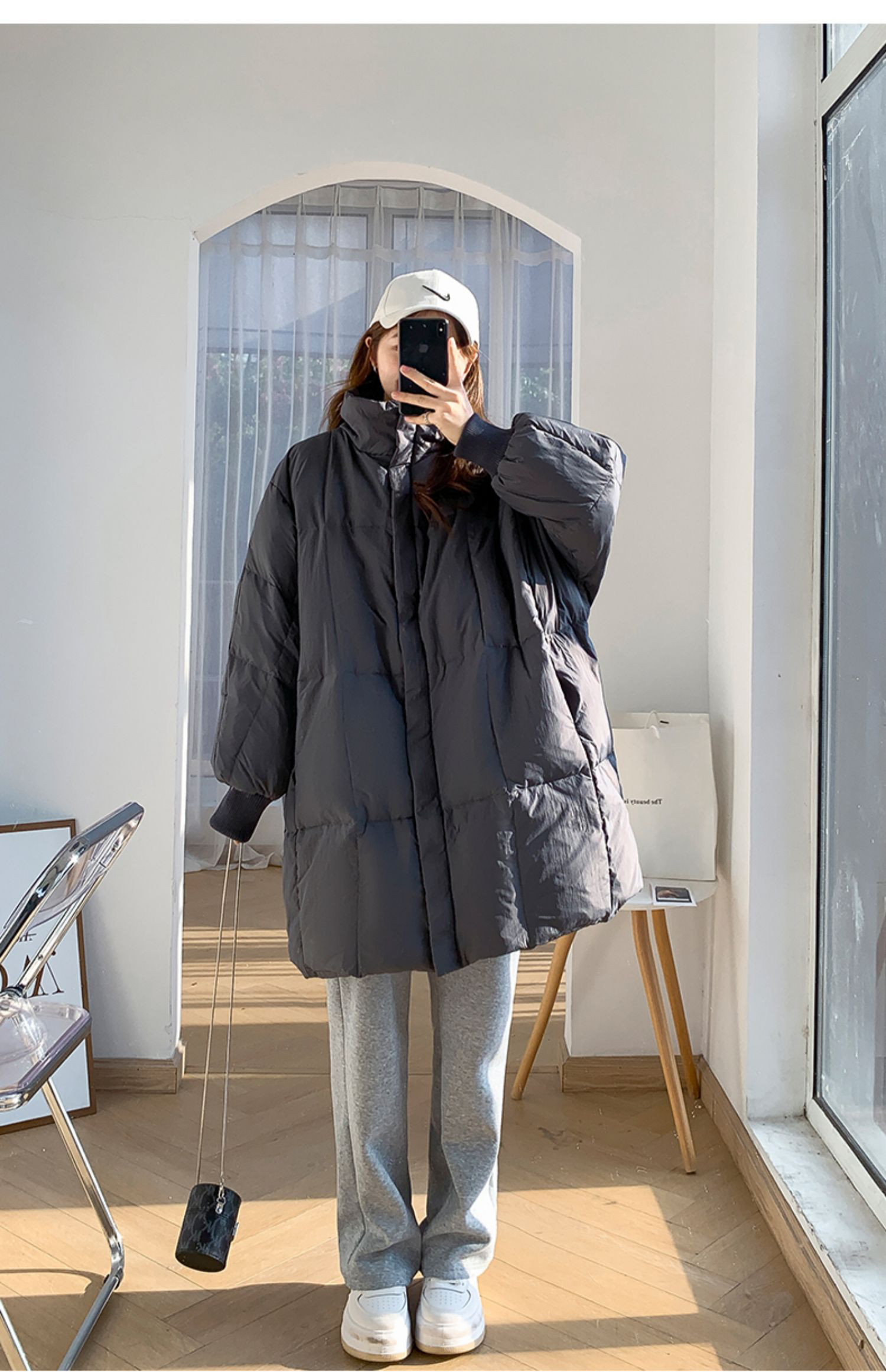 ダウンジャケット女子ミドル丈2024年新型デザイン感小人数で痩せて見えるファッション冬は厚く長く