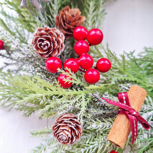 サンタクロースと木の実のクリスマスリース/アーティフィシャル