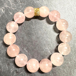 ローズクォーツ 大玉 14mm デザブレ 天然石 ブレスレット ブレスレット