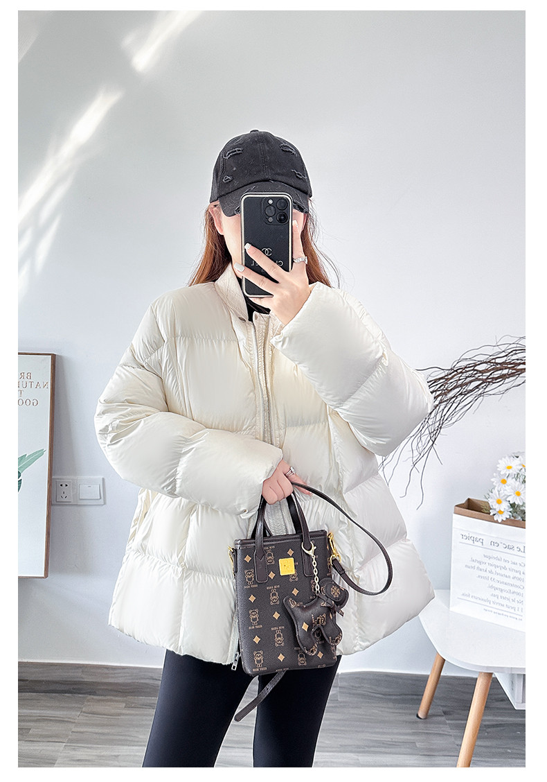 婦人服ショートダウンジャケット女性冬2024年新型厚手カップルゆったり白い野球襟パン