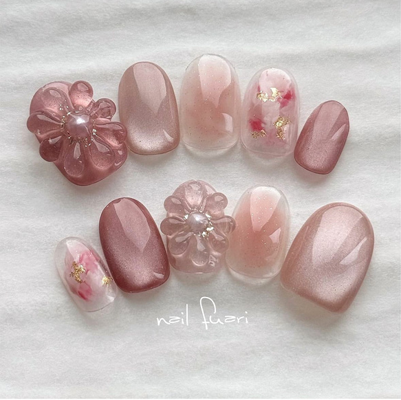 うるうるマグのぷっくりフラワー 〜ネイルチップ ブライダル 結婚式  