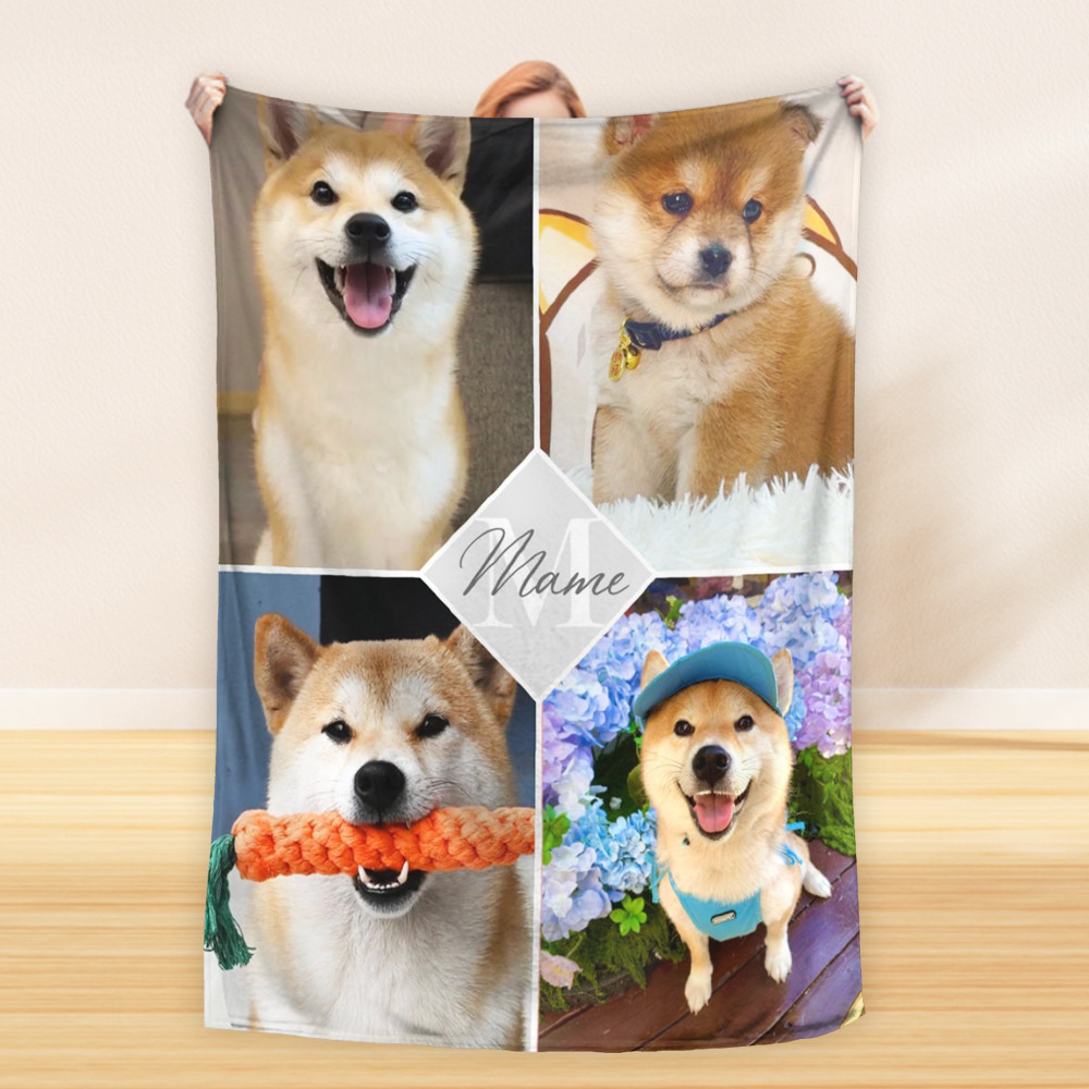 名前入りブランケット　写真入りプレゼント　犬猫　ペットグッズ　飼い主向け　誕生日プレゼント