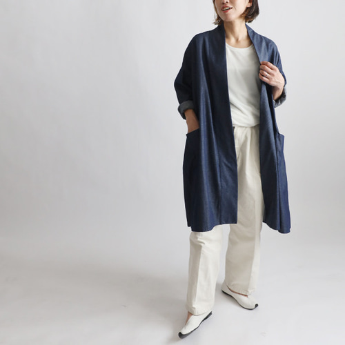 日本製】カシミヤ100% 両畦編み フーデット ロングカーディガン