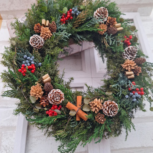1.クリスマスリース クリスマスリース 玄関外 輸入リース Mサイズ 直径25cm