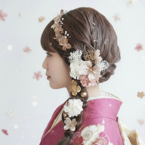 A108 ピンクゴールドカチューシャ 髪飾り成人式卒業式 袴 振袖 結婚式