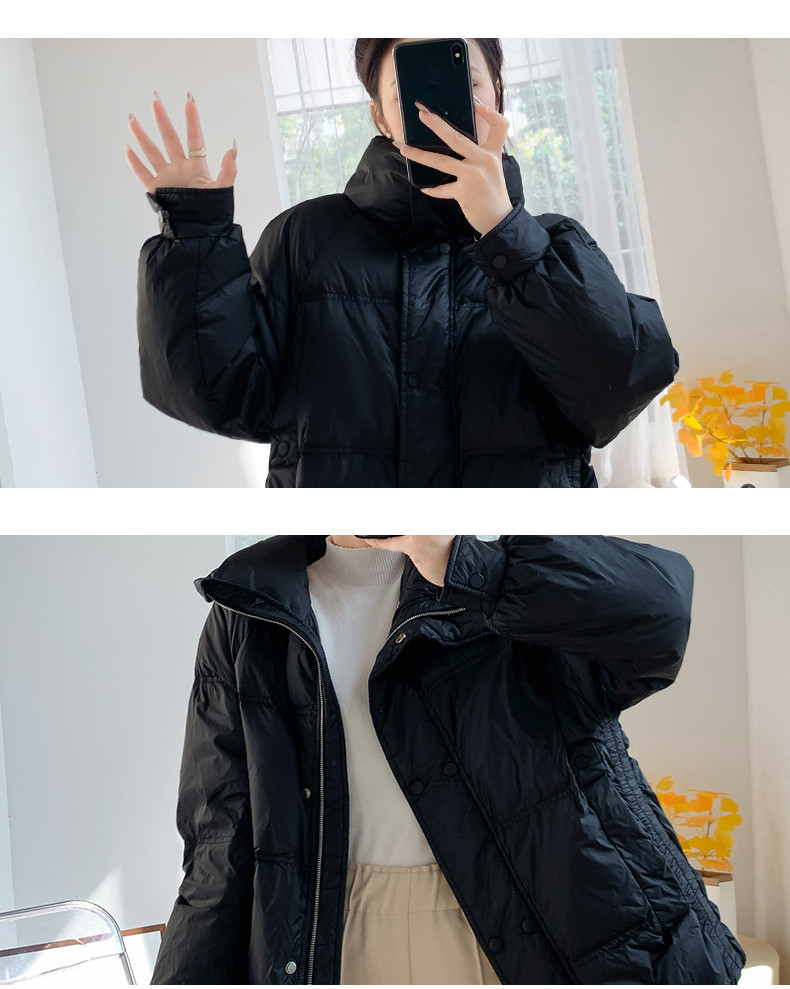 スタンドカラーのダウンジャケット女性の白いアヒルの毛冬の新しい小柄で短い白いアヒルの毛のゆったりとした保温と厚手のコート